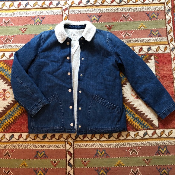 J Crew Denim Sherpa Swing Jacket 